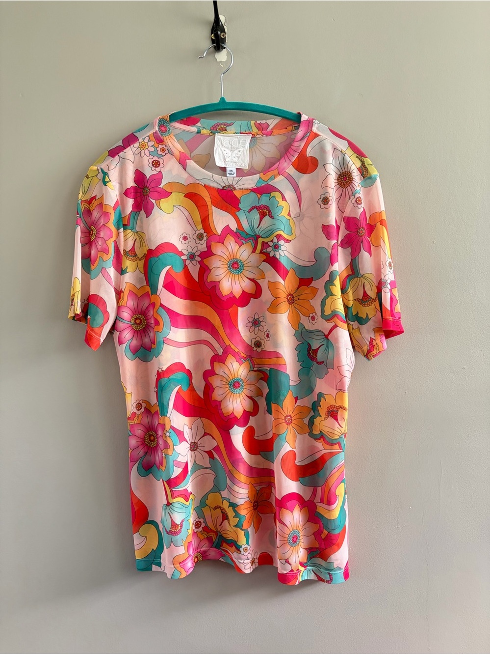 Johnny Was Eleanor Mesh Tee Floral Colorful Size XXL